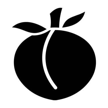 Şeftali Vektörü Simgesi Tasarım İllüstrasyonu