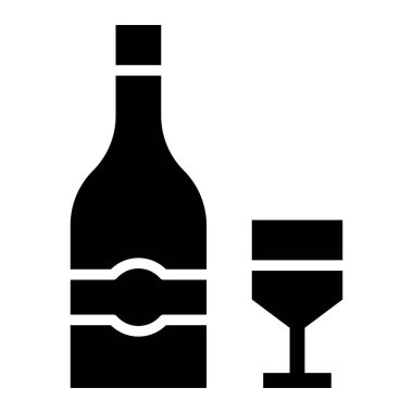 Şarap Vektörü Simgesi Tasarım Çizimi