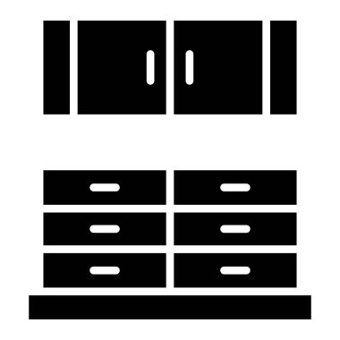 Mutfak Kabine Vektör Simgesi Tasarım İllüstrasyonu