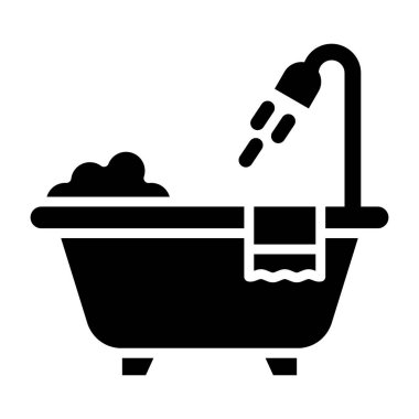 Küvet Vektörü Simgesi Tasarım İllüstrasyonu