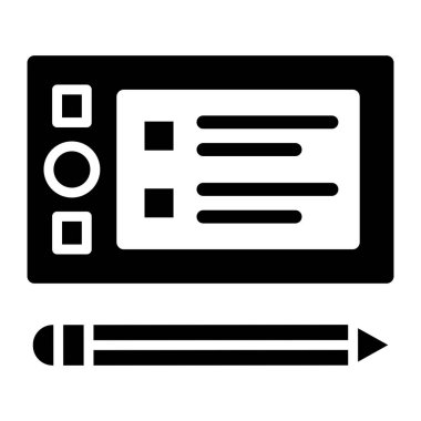 Grafik Tableti Vektör Simgesi Tasarım İllüstrasyonu