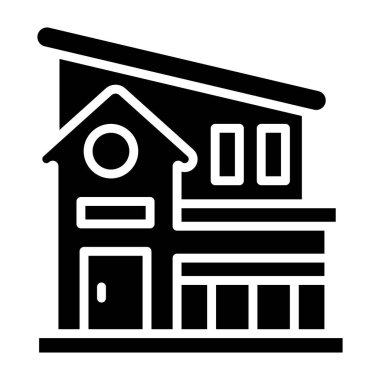 Villa Vektör Simgesi Tasarım Çizimi