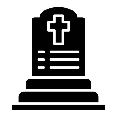 Mezarlık Vektör Simgesi Tasarım İllüstrasyonu