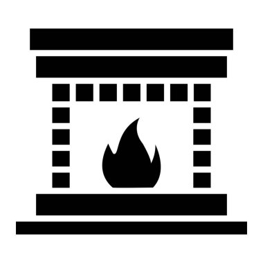 Şömine Vektörü Simgesi Tasarımı Çizimi