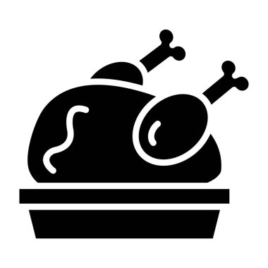 Kızarmış Tavuk Vektör Simgesi Tasarım Çizimi