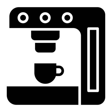 Kahve Makinesi Vektör Simgesi Tasarım Çizimi