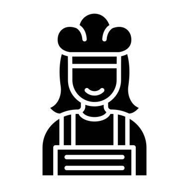 Kadın Şef Vektör Simgesi Tasarım İllüstrasyonu