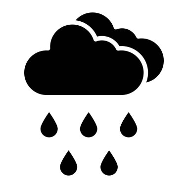 Yağmur Vektörü Simgesi Tasarım Çizimi