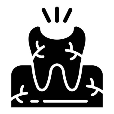 Kırık Diş Vektörü Simgesi Tasarım İllüstrasyonu