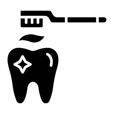 Diş Temizleme Vektörü Simgesi Tasarım İllüstrasyonu