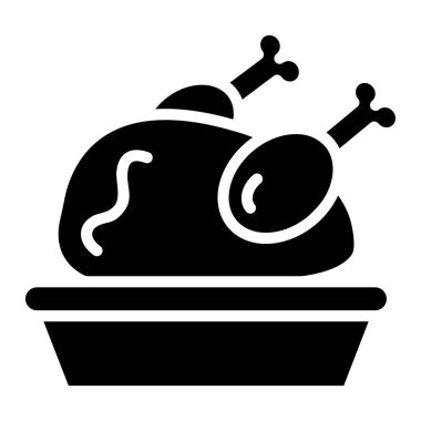 Kızarmış Tavuk Vektör Simgesi Tasarım Çizimi