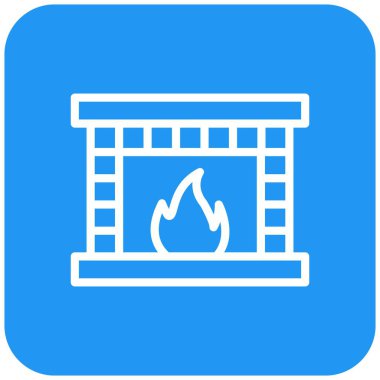 Şömine Vektörü Simgesi Tasarımı Çizimi