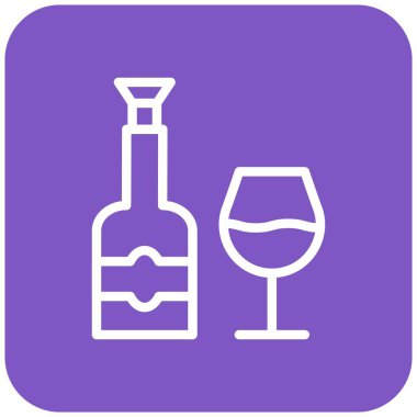 Şarap Vektörü Simgesi Tasarım Çizimi