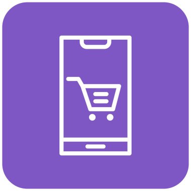 Mobil Alışveriş Vektörü Simgesi Tasarım İllüstrasyonu