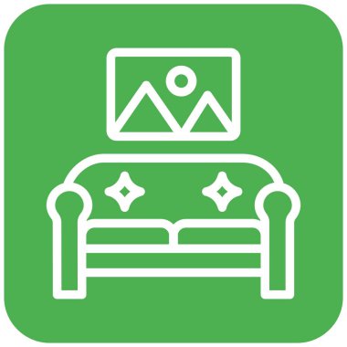 Oturma odası Vektör Simgesi Tasarım Çizimi