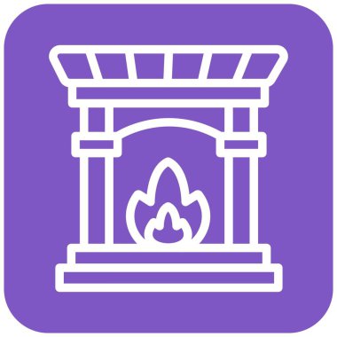 Şömine Vektörü Simgesi Tasarımı Çizimi