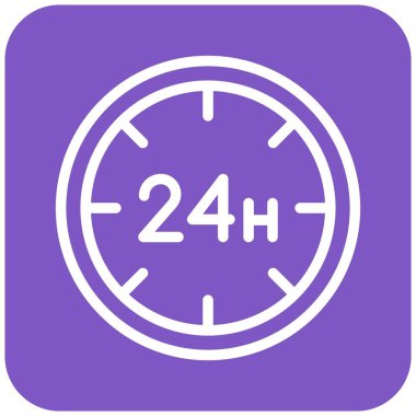 24 Saat Vektör Simgesi Tasarım Çizimi