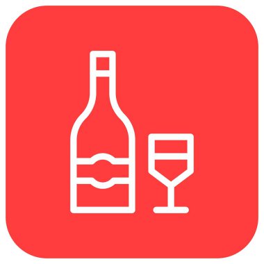 Şarap Vektörü Simgesi Tasarım Çizimi