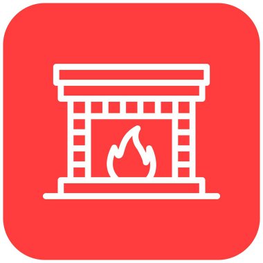 Şömine Vektörü Simgesi Tasarımı Çizimi