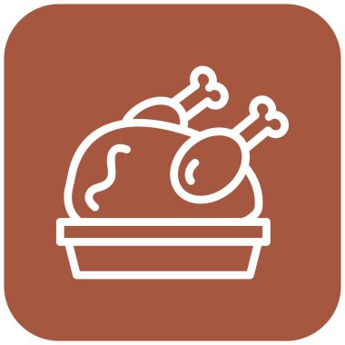 Kızarmış Tavuk Vektör Simgesi Tasarım Çizimi