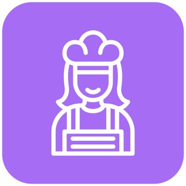 Kadın Şef Vektör Simgesi Tasarım İllüstrasyonu