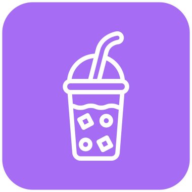 Buzlu Kahve Vektörü Simgesi Tasarımı Çizimi