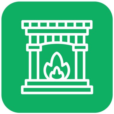 Şömine Vektörü Simgesi Tasarımı Çizimi