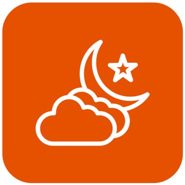 Bulut ve Ay Vektörü Simgesi Tasarım İllüstrasyonu