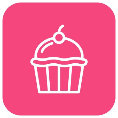 Cupcake Vektör Simgesi Tasarım İllüstrasyonu
