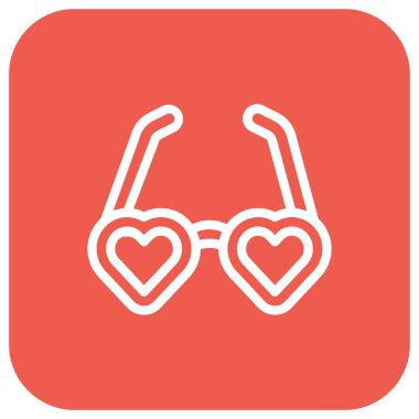 Kalp Gözlüğü Vektör Simgesi Tasarım Çizimi