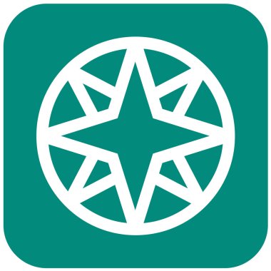 Pusula Rose Vektör Simgesi Tasarımı Çizimi