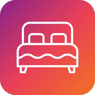 Çift yatak Vektör Simgesi Tasarım Çizimi