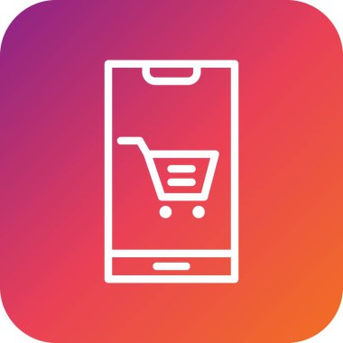 Mobil Alışveriş Vektörü Simgesi Tasarım İllüstrasyonu