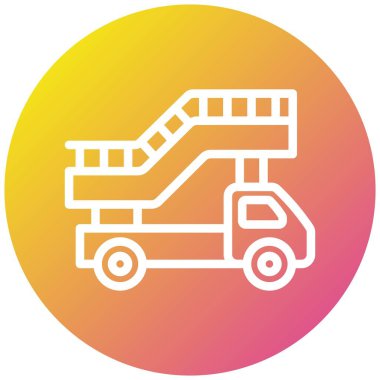 Merdiven Kamyonu Vektör Simgesi Tasarım İllüstrasyonu