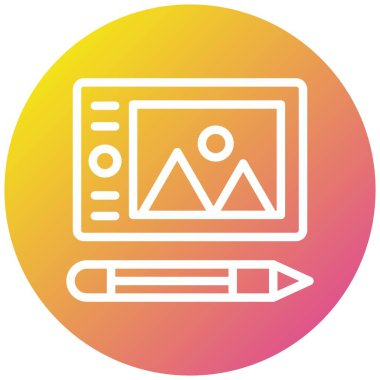 Grafik Tableti Vektör Simgesi Tasarım İllüstrasyonu