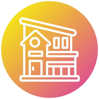 Villa Vektör Simgesi Tasarım Çizimi