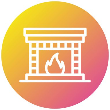 Şömine Vektörü Simgesi Tasarımı Çizimi