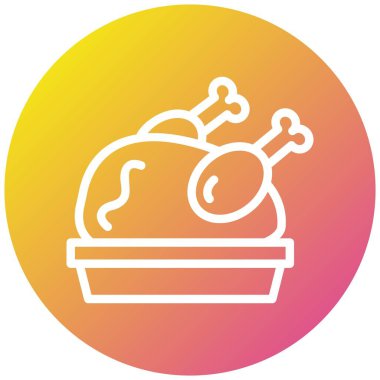 Kızarmış Tavuk Vektör Simgesi Tasarım Çizimi