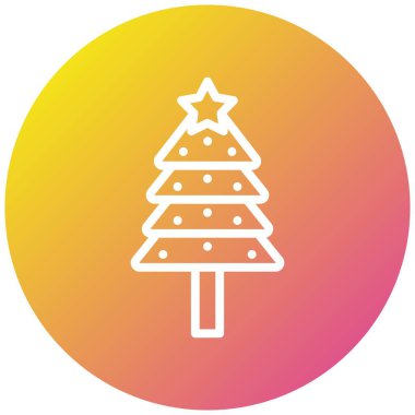 Noel Ağacı Vektör Simgesi Tasarım Çizimi