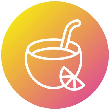 Hindistan cevizi İçeceği Vektör Simgesi Tasarımı Çizimi