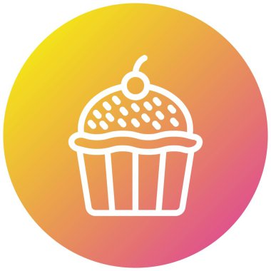 Cupcake Vektör Simgesi Tasarım İllüstrasyonu