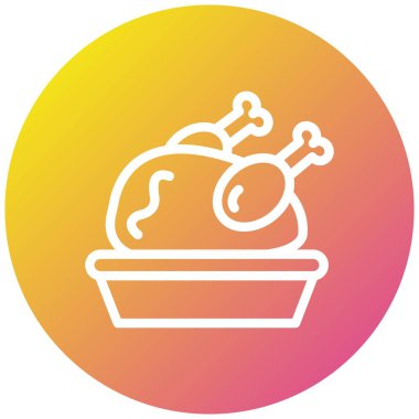 Kızarmış Tavuk Vektör Simgesi Tasarım Çizimi