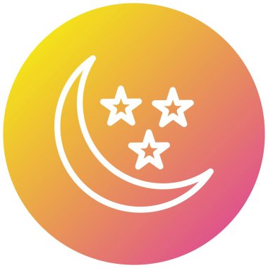 Ay ve Yıldız Vektör Simgesi Tasarım Çizimi