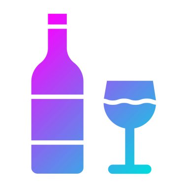 Şarap Vektörü Simgesi Tasarım Çizimi