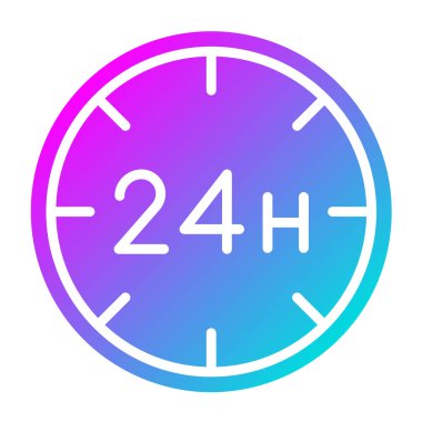 24 Saat Vektör Simgesi Tasarım Çizimi