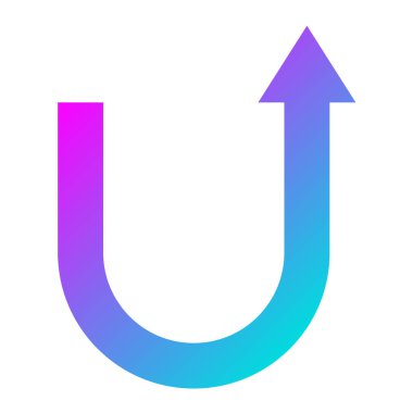 U dönüşü Vektör Simgesi Tasarım Çizimi