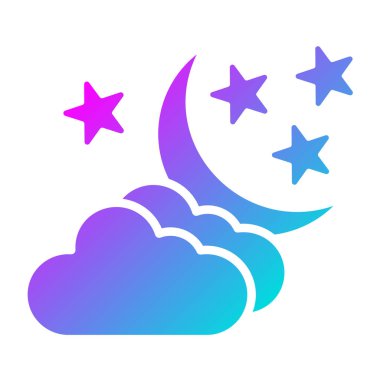 Gece Vektörü Simgesi Tasarım İllüstrasyonu