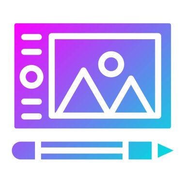 Grafik Tableti Vektör Simgesi Tasarım İllüstrasyonu