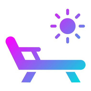 Güverte Sandalyesi Vektör Simgesi Tasarım Çizimi