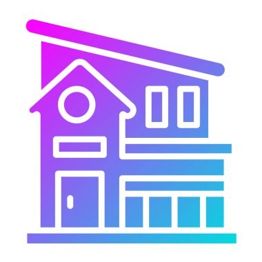 Villa Vektör Simgesi Tasarım Çizimi